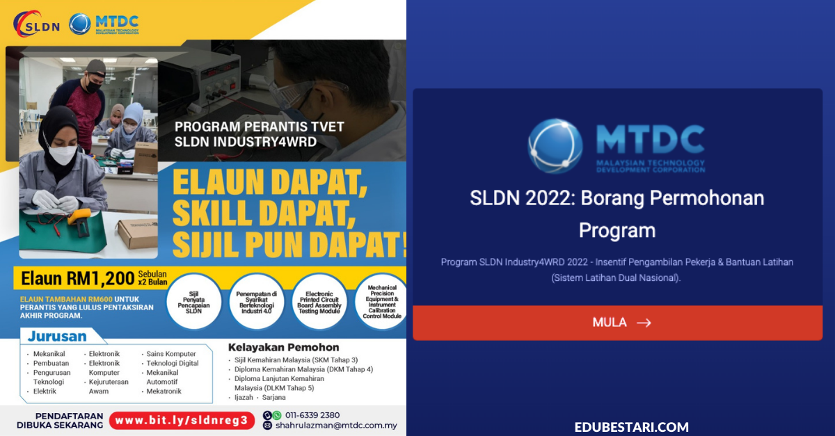 Tawaran Program Perantis TVET SLDN Industry4wrd. Terima Elaun RM1800, Latihan Kemahiran & Sijil