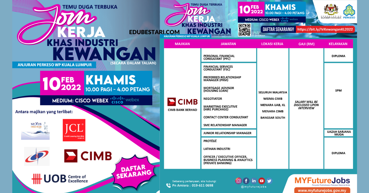 Daftar Termuduga Terbuka Industri Kewangan Secara Online Buat Lepasan SPM & Graduan