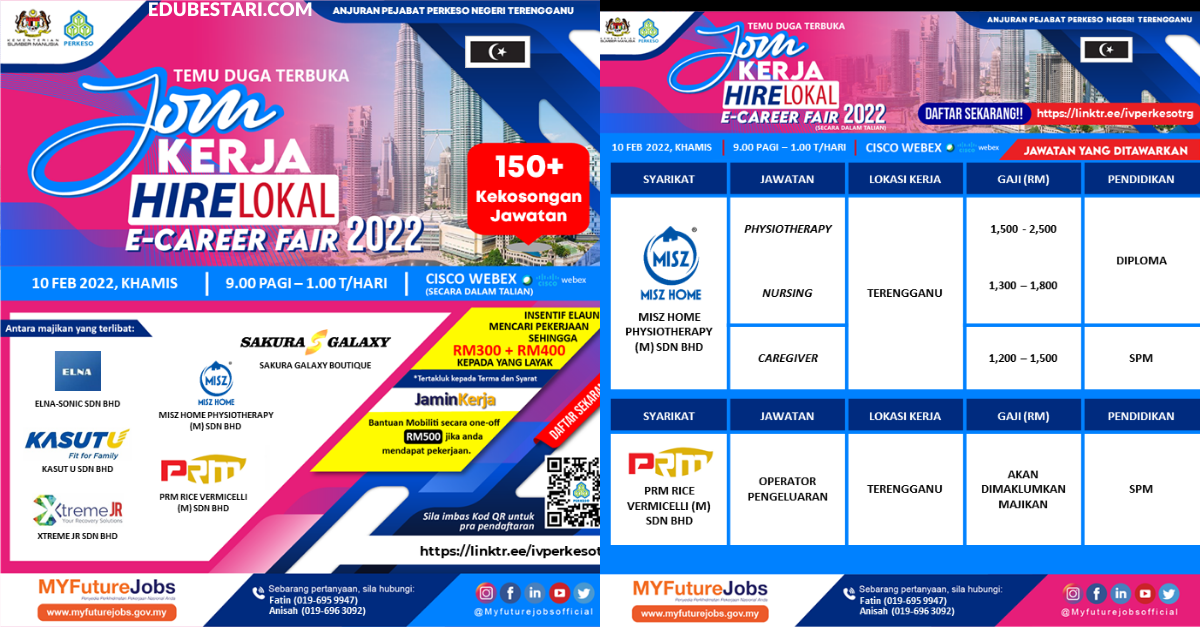 E-Career Fair Jom Kerja Hire Lokal: 150+ Kekosongan Jawatan, Daftar Temuduga Online Sekarang