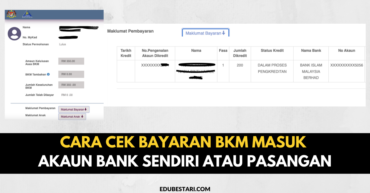 Cara Cek Bayaran BKM Masuk Akaun Bank Sendiri Atau Pasangan