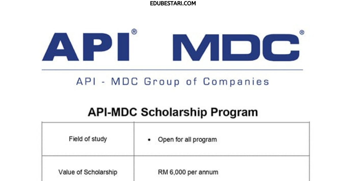 Permohonan Biasiswa API-MDC 2022 Untuk Semua Program Pengajian Peringkat Ijazah Sarjana Muda