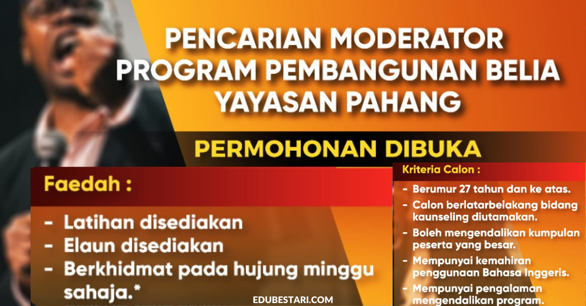 Permohonan Moderator Bagi Program Pembangunan Belia Dibuka. Elaun & Latihan Disediakan