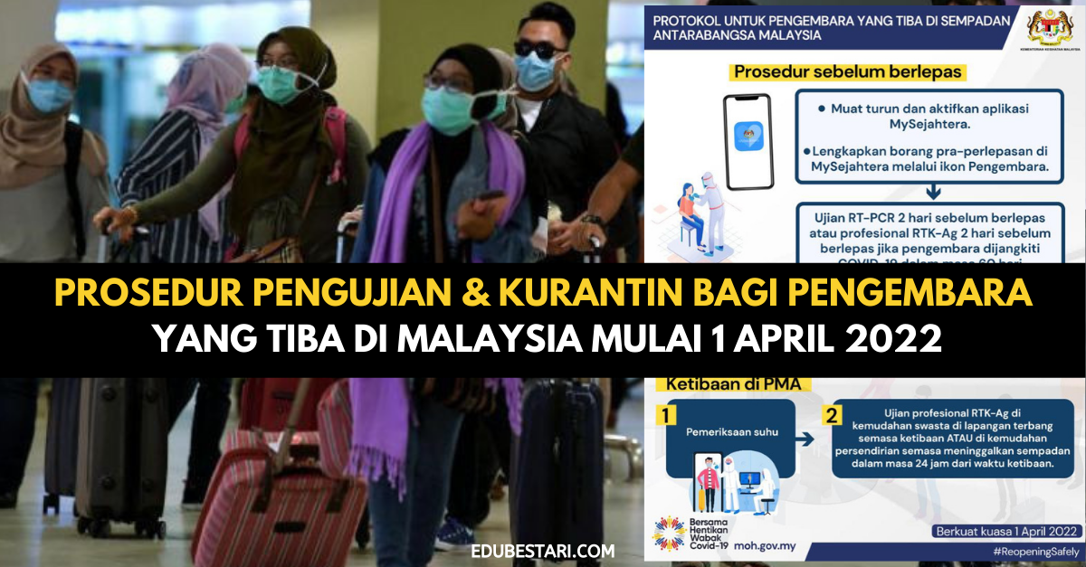 Prosedur Pengujian & Kurantin Bagi Pengembara Yang Tiba Di Malaysia Mulai 1 April 2022