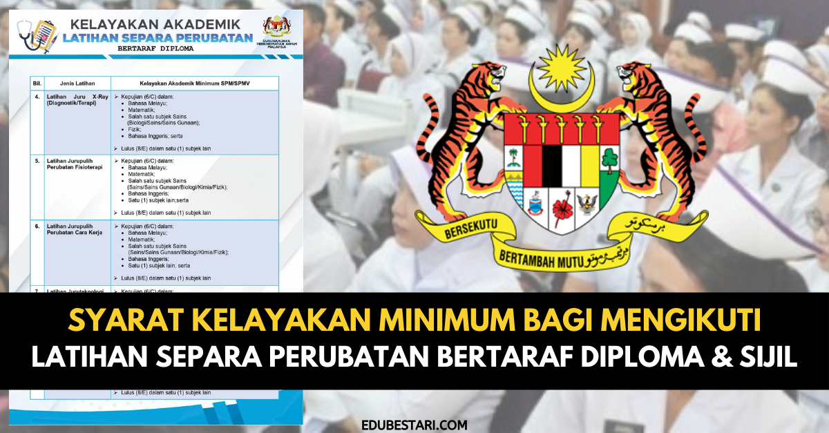 Syarat Kelayakan Minimum Bagi Mengikuti Latihan Separa Perubatan Bertaraf Diploma & Sijil 