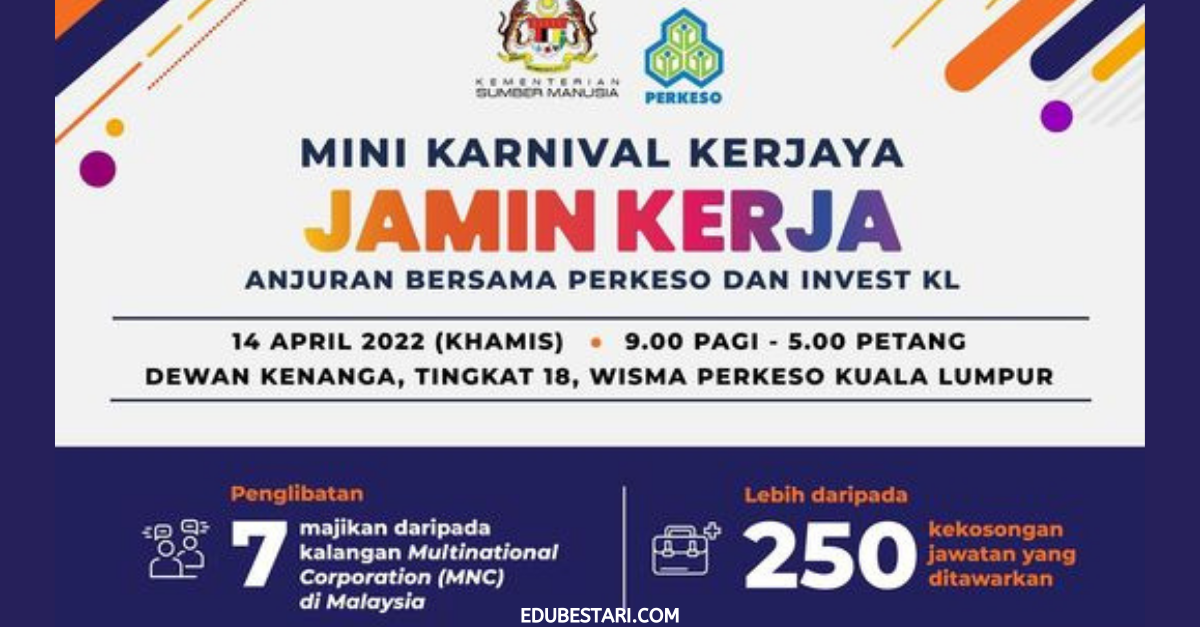 Daftar Mini Karnival Kerjaya Jamin Kerja. Lebih 250 Jawatan Kosong Menanti Anda