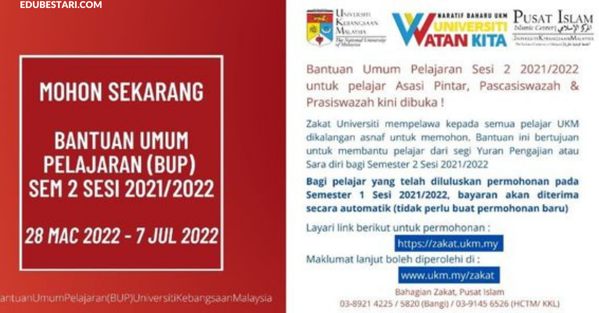 Tawaran Bantuan Umum Pelajaran (BUP) Terbuka Buat Pelajar Asasi, Pascasiswazah & Prasiswazah