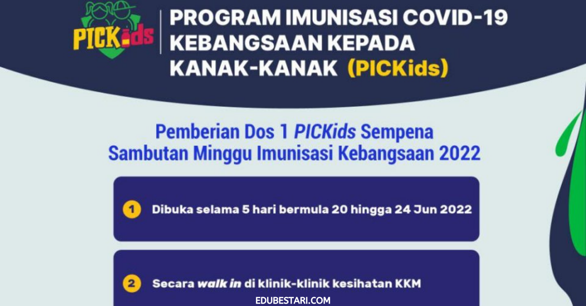 PICKids: Pemberian Vaksin Kanak-Kanak Dibuka Semula Selama 5 hari Bermula 20 Jun