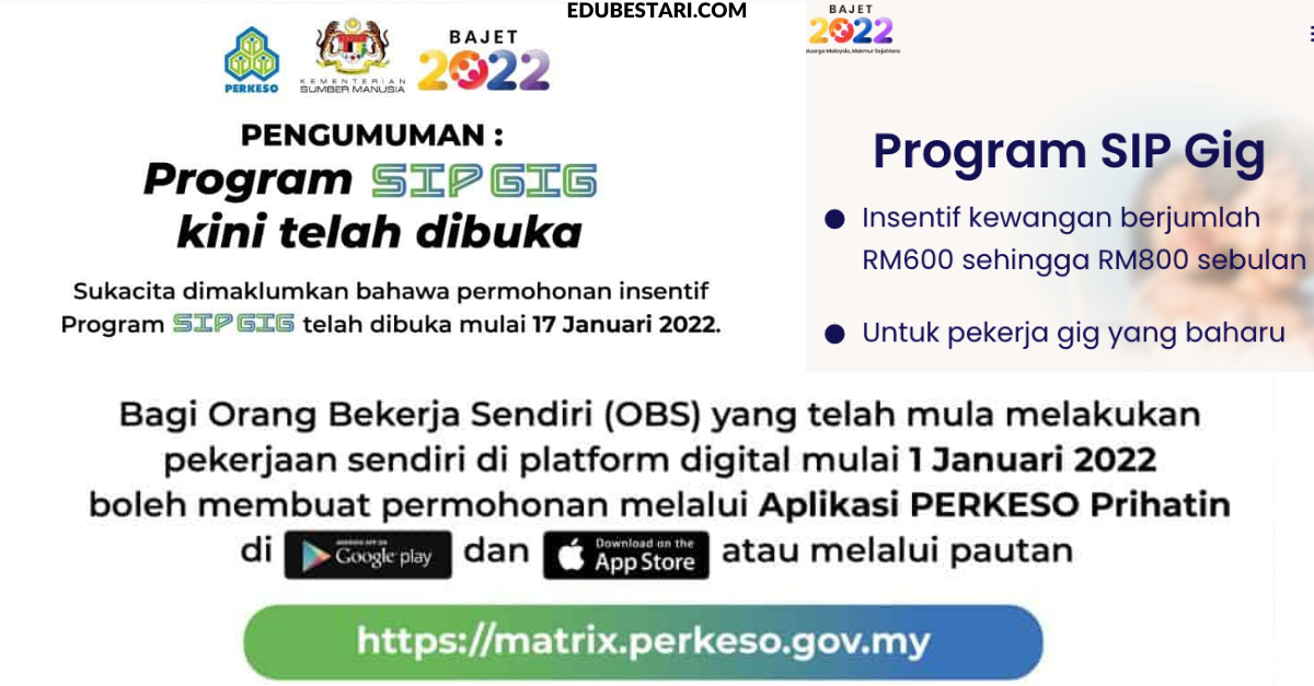 SIP GIG PERKESO: Insentif Sehingga RM800 Selama 6 Bulan Buat Pekerja Diberhentikan Kerja, Penganggur & Suri Rumah