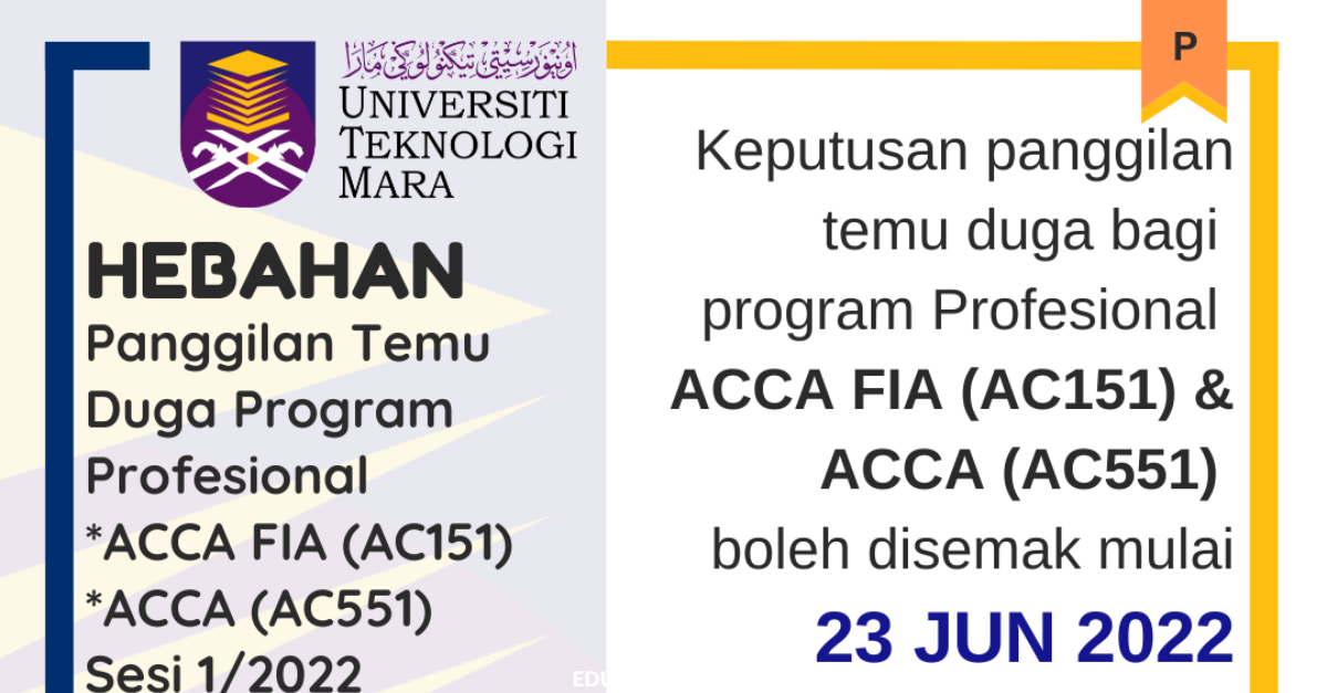 Semakan Temuduga Bagi Program Profesional ACCA FIA & ACCA UiTM