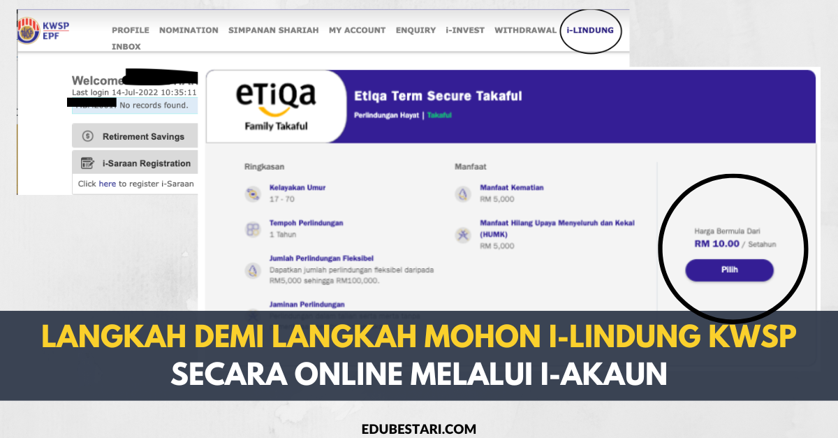 Langkah Demi Langkah Mohon i-Lindung KWSP Secara Online Melalui i-Akaun