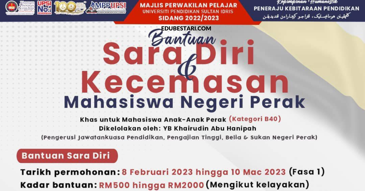 Permohonan Bantuan Sara Diri & Kecemasan Sehingga RM2,000 Mahasiswa Anak Perak Di Buka