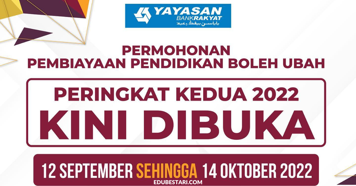 Permohonan Pembiayaan Pendidikan (PPBU) Yayasan Bank Rakyat Dibuka 