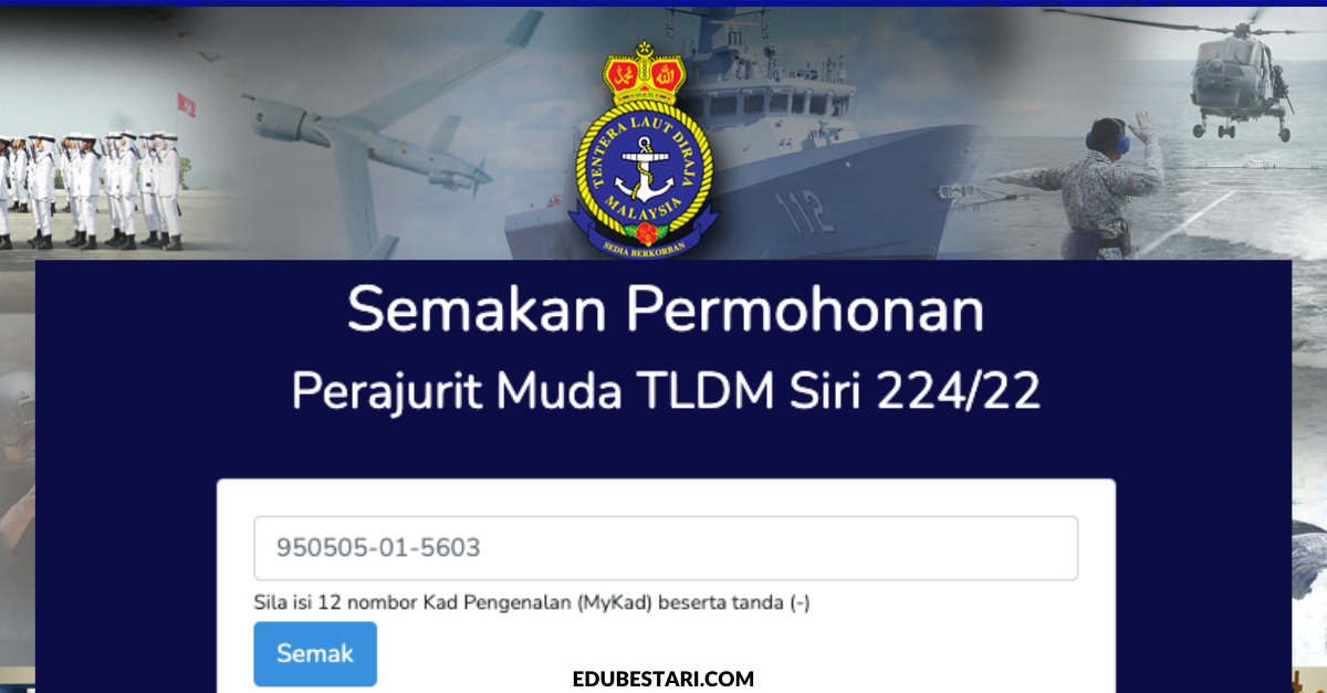 Semakan Keputusan Pendaftaran Pemilihan Perajurit Muda TLDM Siri 224/22