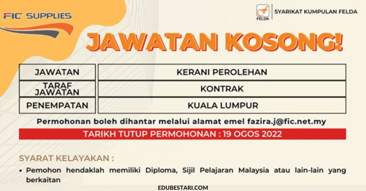 Cara Mohon Jawatan Kerani Di FELDA Melalui Email Dengan Minima SPM/ Diploma
