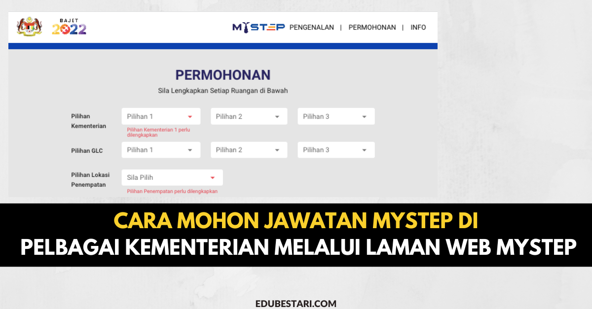 Cara Mohon Jawatan MySTEP Tahun 2023 Di Pelbagai Kementerian Melalui Laman Web MySTEP