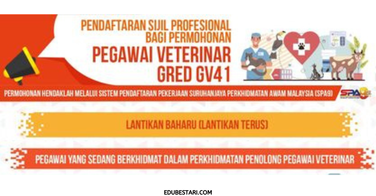Pendaftaran Sijil Profesional Bagi Permohonan Pegawai Veterinar GV41 Lantikan Baharu & Pegawai Berkhidmat