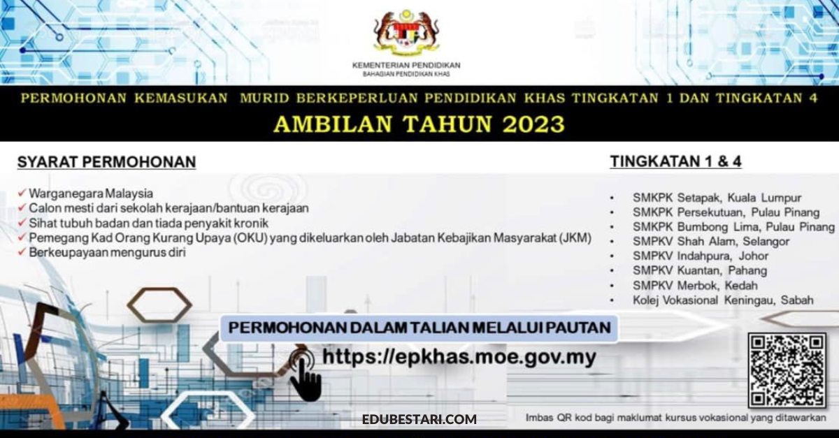 Tawaran Kemasukan Murid Berkeperluan Pendidikan Khas KPM Tingkatan 1 & 4 Dibuka