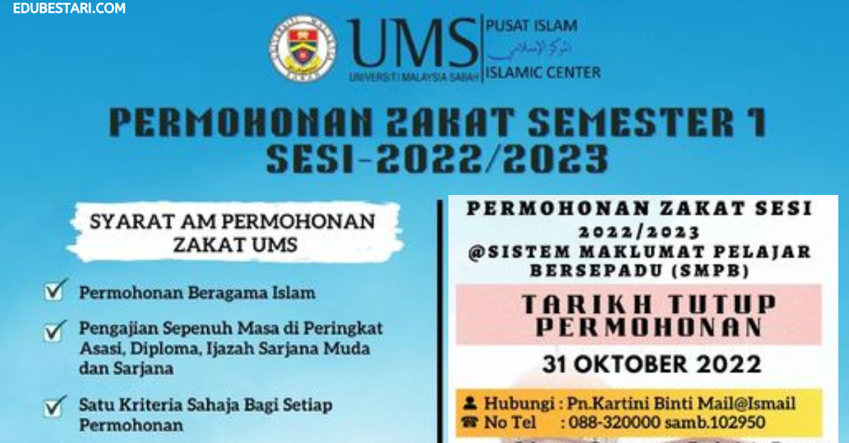 Permohonan Zakat Pelajar UMS Sesi 2022/2023 Kini Dibuka
