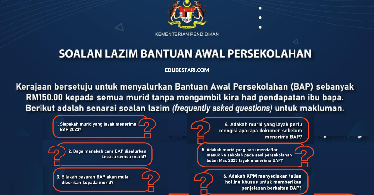 6 Soalan Lazim Bantuan Awal Persekolahan (BAP) 2023