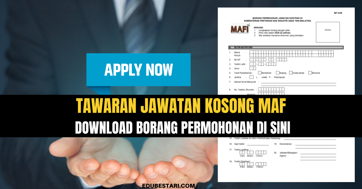 Tawaran Jawatan Kosong MAFI, Mohon Dengan Minima PMR/ PT3. Download Borang Permohonan Di Sini