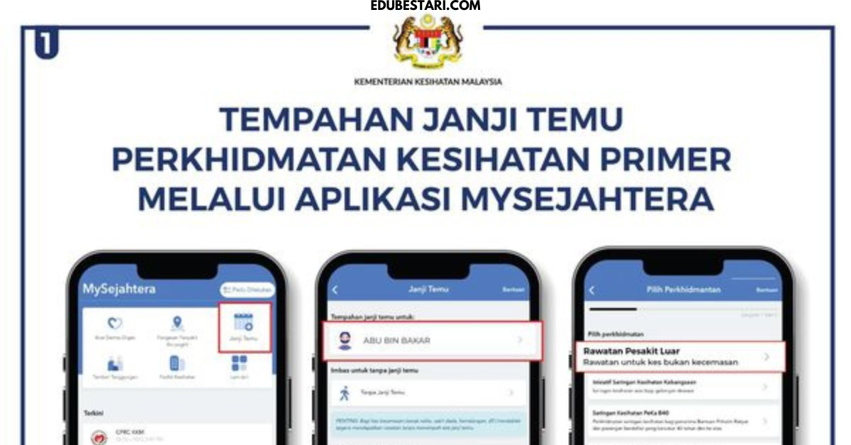 Panduan Tempahan Janji Temu Perkhidmatan Kesihatan Primer Melalui MySejahtera