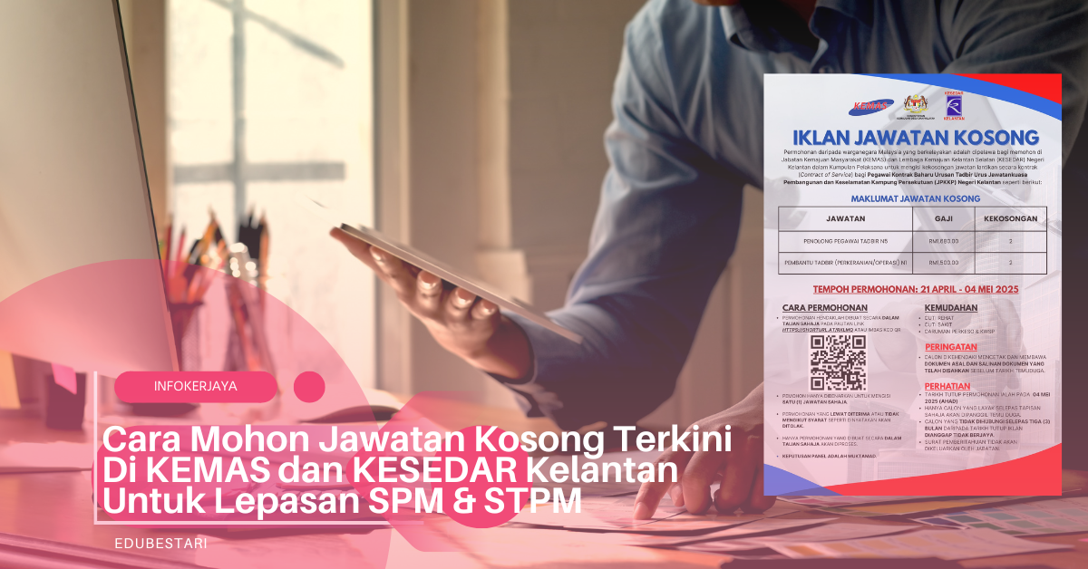 Cara Mohon Jawatan Kosong Terkini Di KEMAS dan KESEDAR Kelantan Untuk Lepasan SPM & STPM