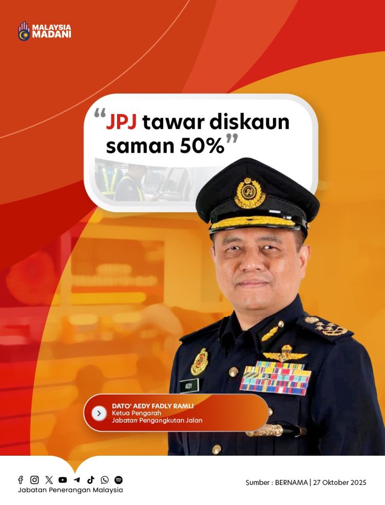 JPJ Tawar Diskaun Saman 50% Bermula 27 Oktober 2025 » EduBestari