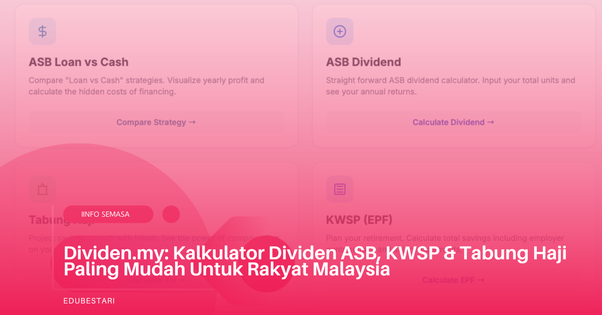 Dividen.my: Kalkulator Dividen ASB, KWSP & Tabung Haji Paling Mudah Untuk Rakyat Malaysia