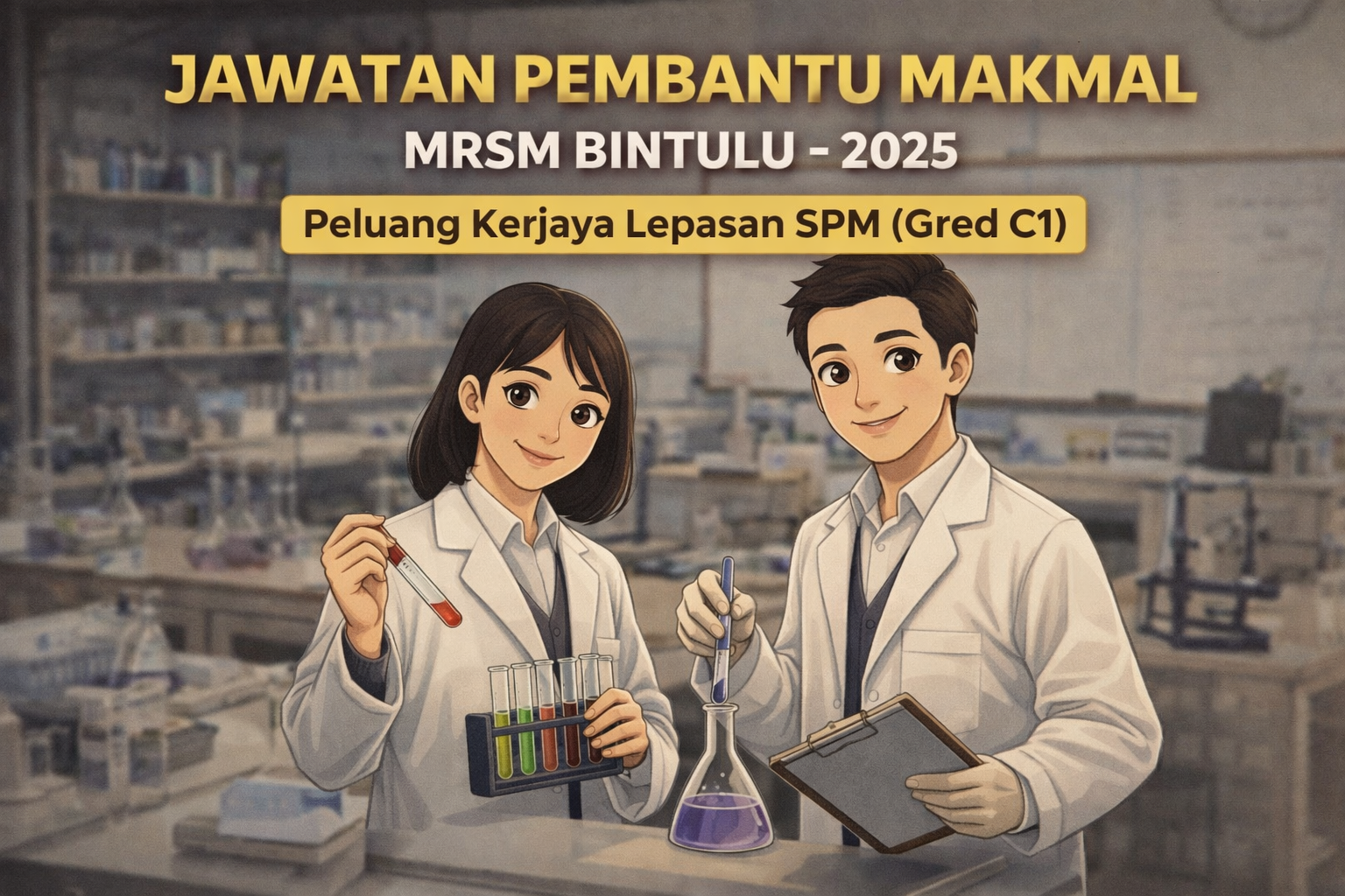 Jawatan Pembantu Makmal MRSM Bintulu – Peluang Kerjaya Lepasan SPM (Gred C1)