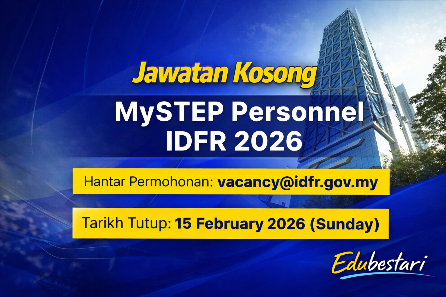 Jawatan Kosong MySTEP Personnel IDFR: Cara Mohon & Maklumat Penting