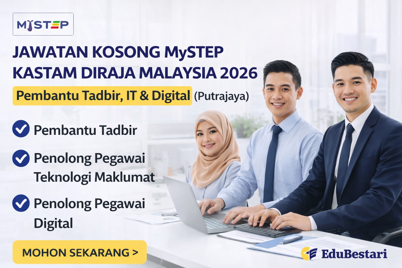 Jawatan Kosong MySTEP Kastam Diraja Malaysia 2026: Pembantu Tadbir, IT & Digital (Putrajaya)