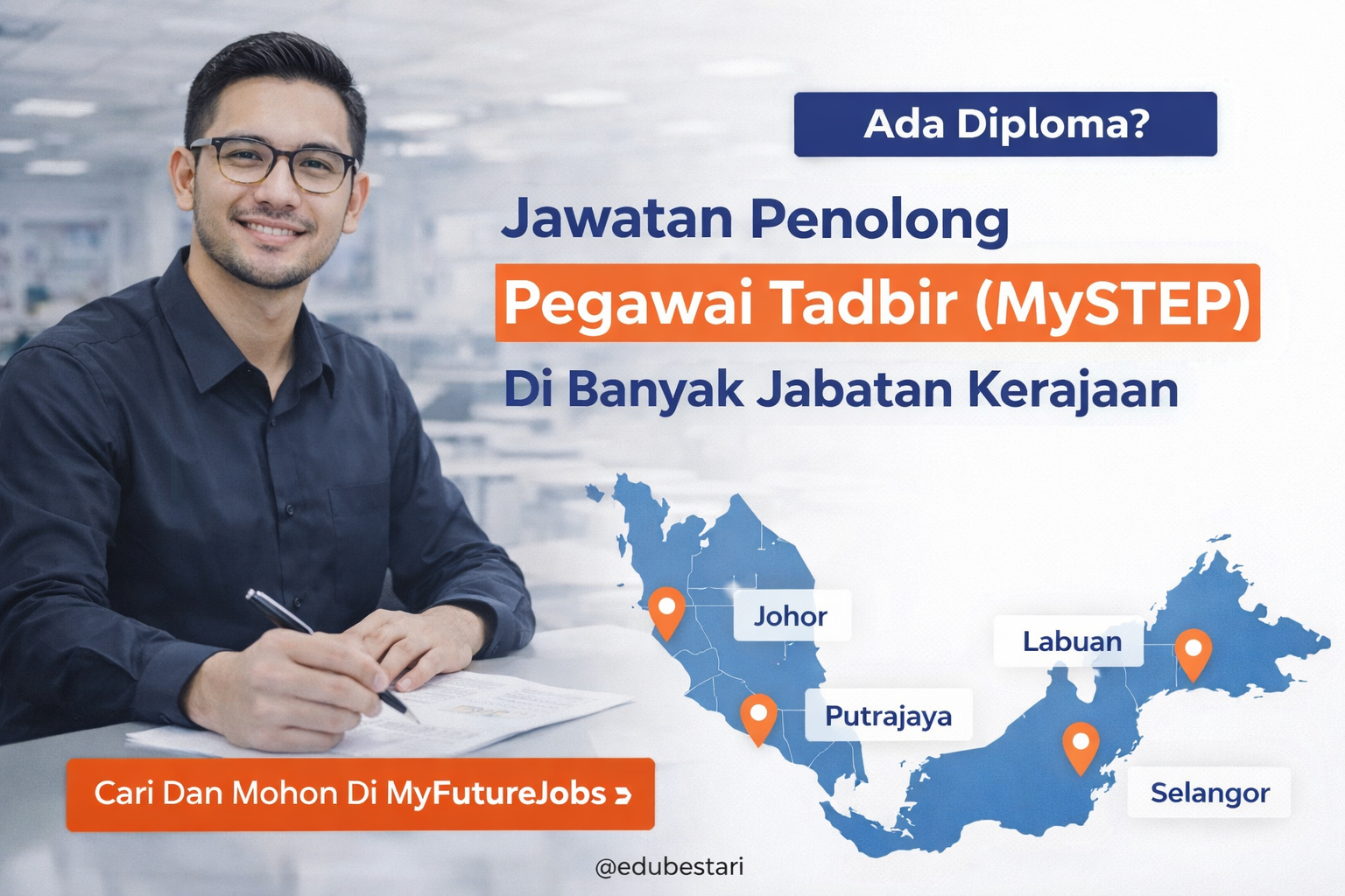 Ada Diploma? Ini Cara Mohon Jawatan Penolong Pegawai Tadbir (MySTEP) Di Banyak Jabatan Kerajaan Melalui MyFutureJobs