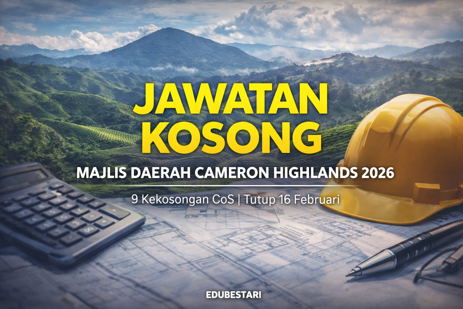 Jawatan Kosong Majlis Daerah Cameron Highlands (MDCH) 2026 — 9 Kekosongan CoS (Tutup 16 Februari)