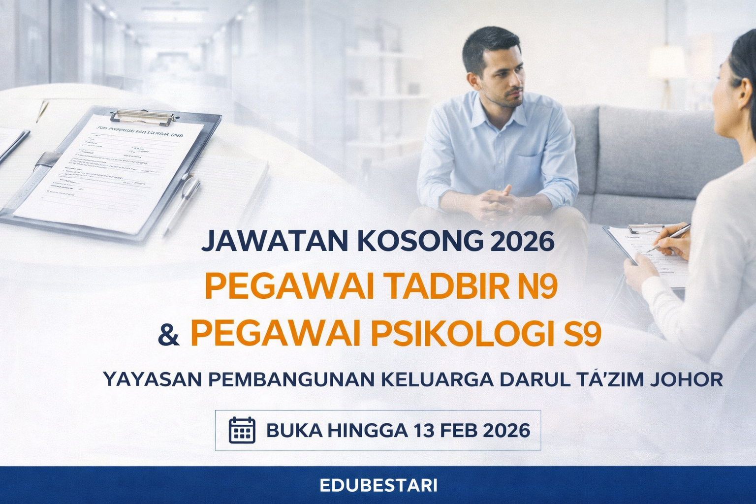 Jawatan Kosong 2026 YPKDT Johor: Pegawai Tadbir N9 & Pegawai Psikologi S9 (Kontrak)