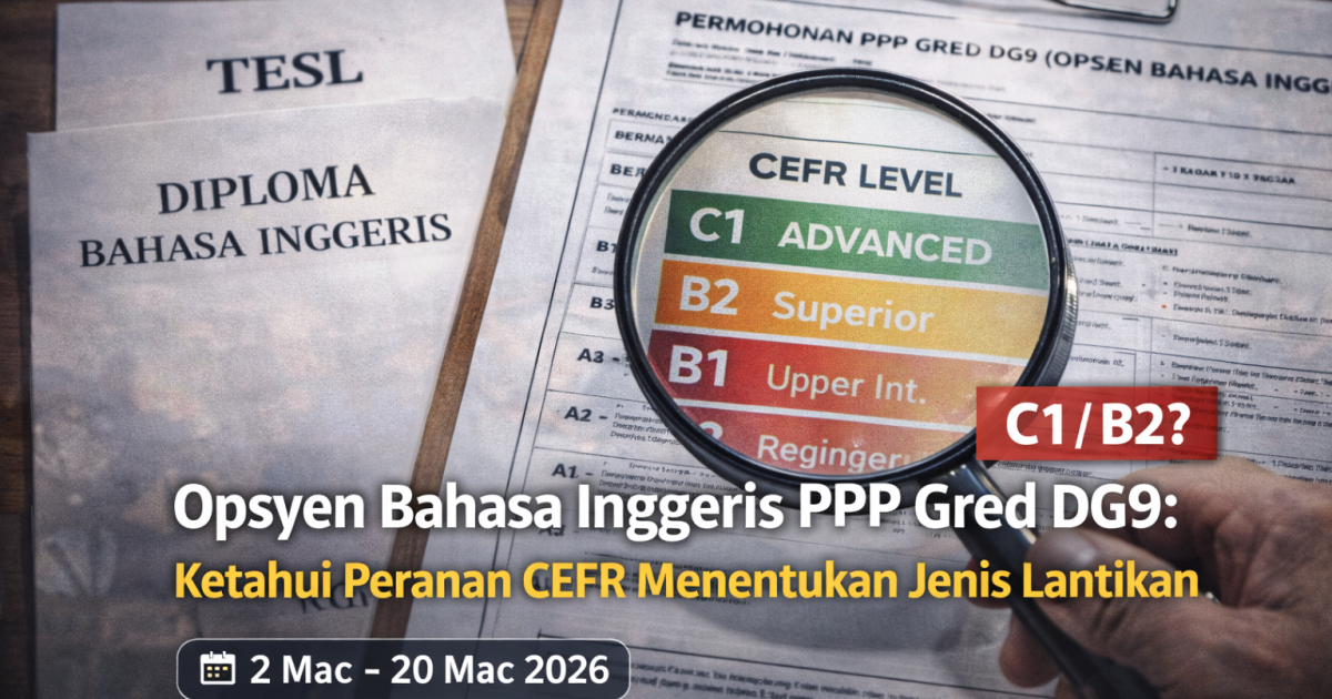 Permohonan PPP Gred DG9 Opsyen Bahasa Inggeris: Peranan CEFR Yang Menentukan Jenis Lantikan