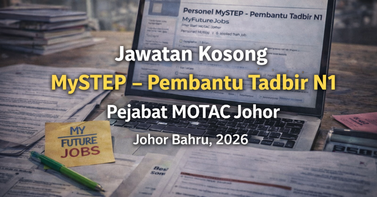 Jawatan Kosong MySTEP 2026: Pembantu Tadbir N1 di Pejabat MOTAC Johor
