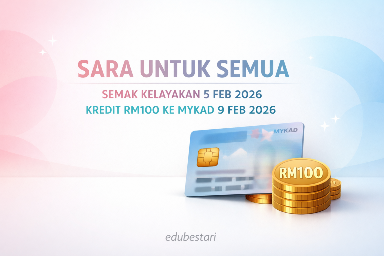 Sumbangan Asas Rahmah (SARA) 2026: Semakan Kelayakan 5 Februari & Kredit RM100 Terus Ke MyKad Pada 9 Februari