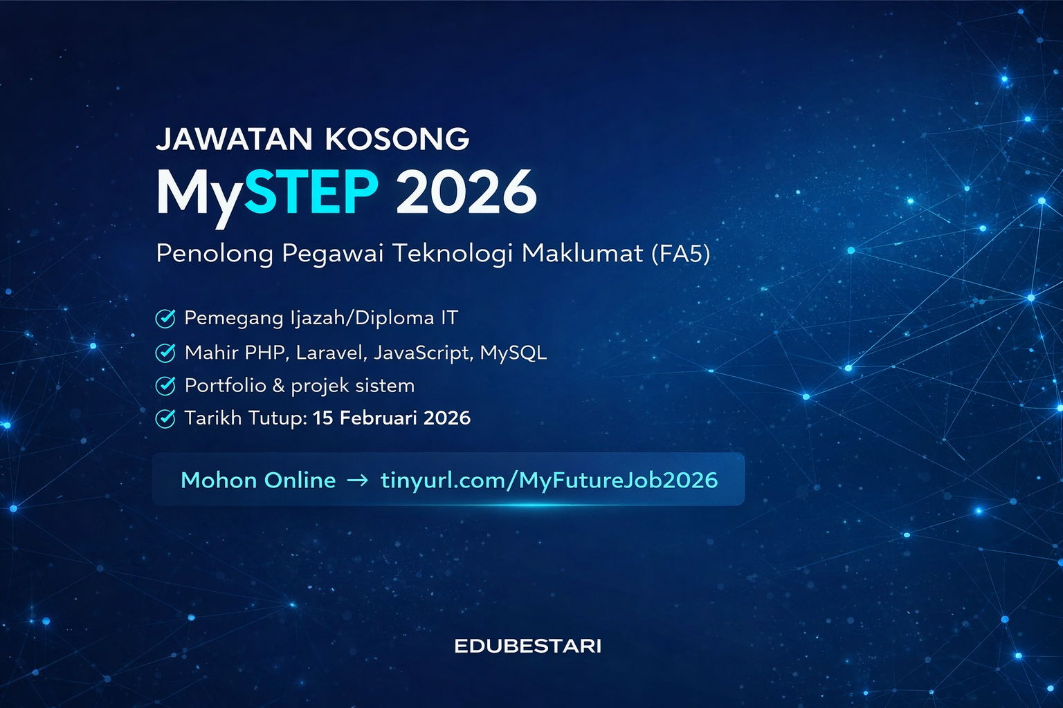 Jawatan Kosong MySTEP 2026: Penolong Pegawai Teknologi Maklumat (FA5) di Jemaah Nazir, KPM