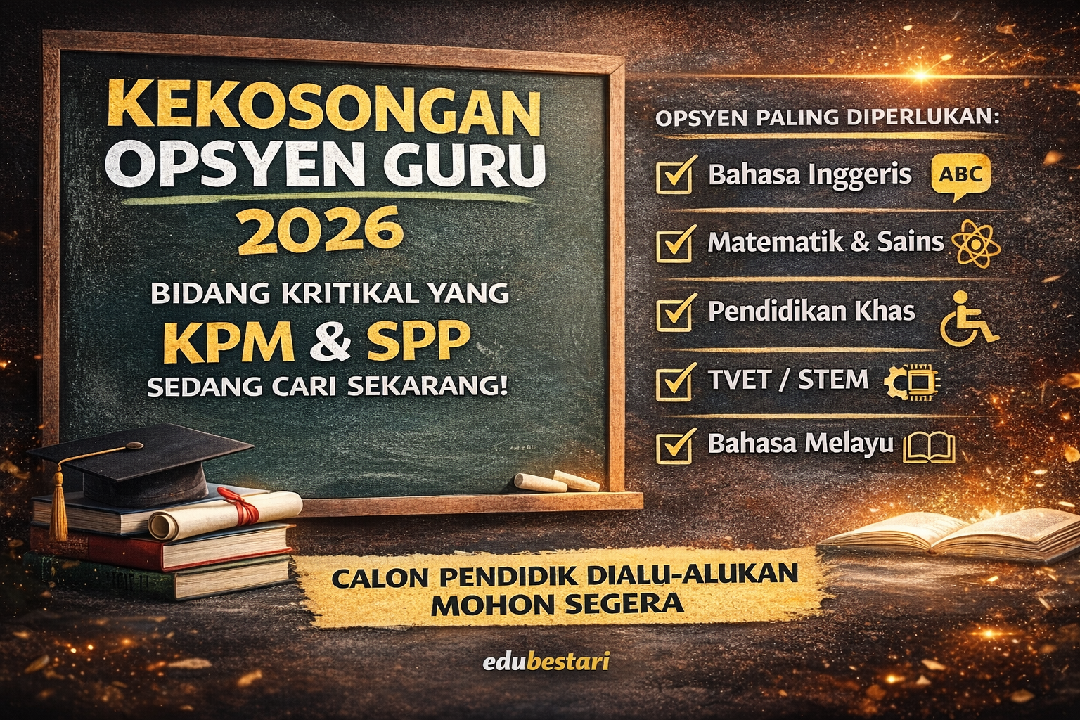 Kekosongan Opsyen Guru 2026: Ini Bidang Kritikal Yang KPM & SPP Sedang Cari Sekarang