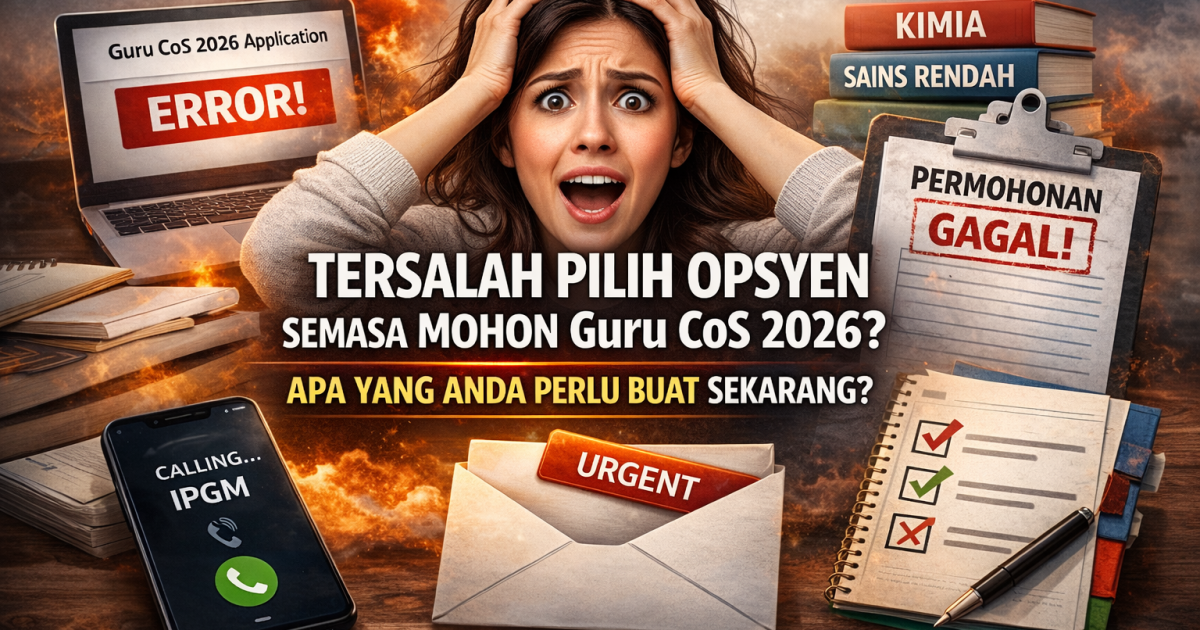 Tersalah Pilih Opsyen Semasa Mohon Guru CoS 2026? Ini Apa Yang Anda Perlu Buat Sekarang