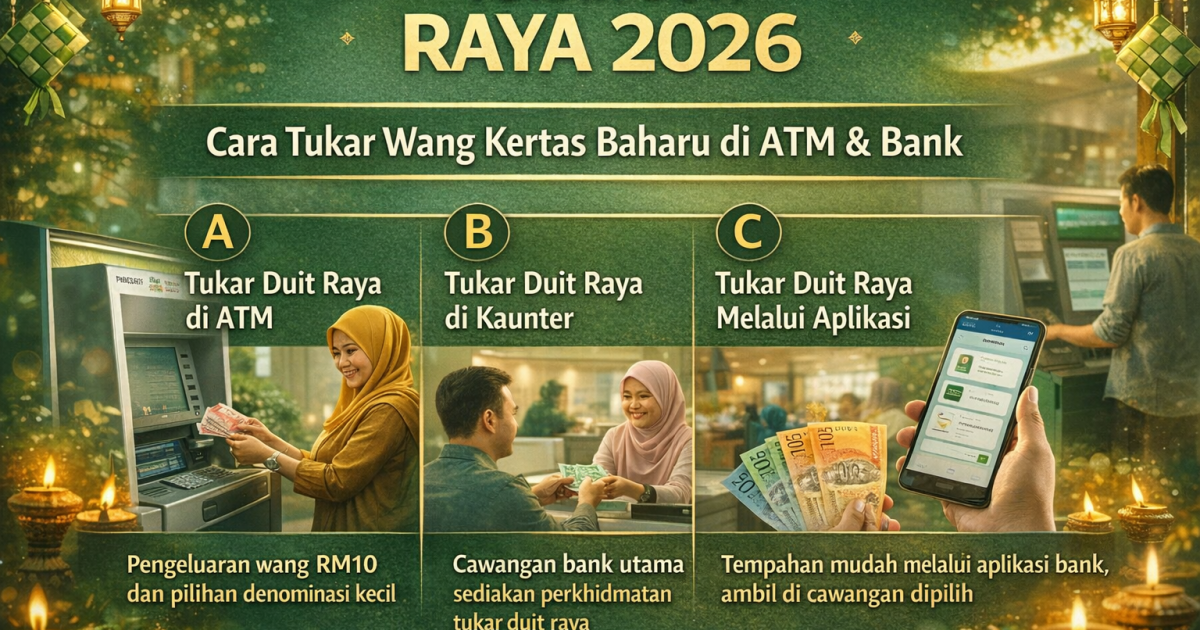 Tukar Duit Raya 2026: Cara Tukar Wang Kertas Baharu di ATM & Bank (Senarai Bank Terlibat)