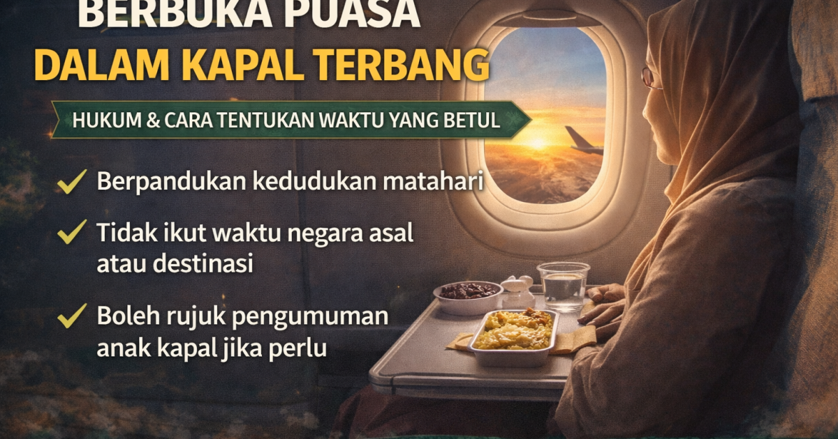 Berbuka Puasa Dalam Kapal Terbang: Ini Hukum & Cara Tentukan Waktu Yang Betul