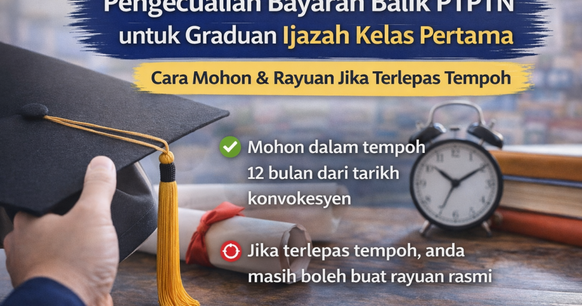 Pengecualian Bayaran Balik PTPTN Ijazah Kelas Pertama: Cara Mohon & Rayuan Jika Terlepas Tempoh