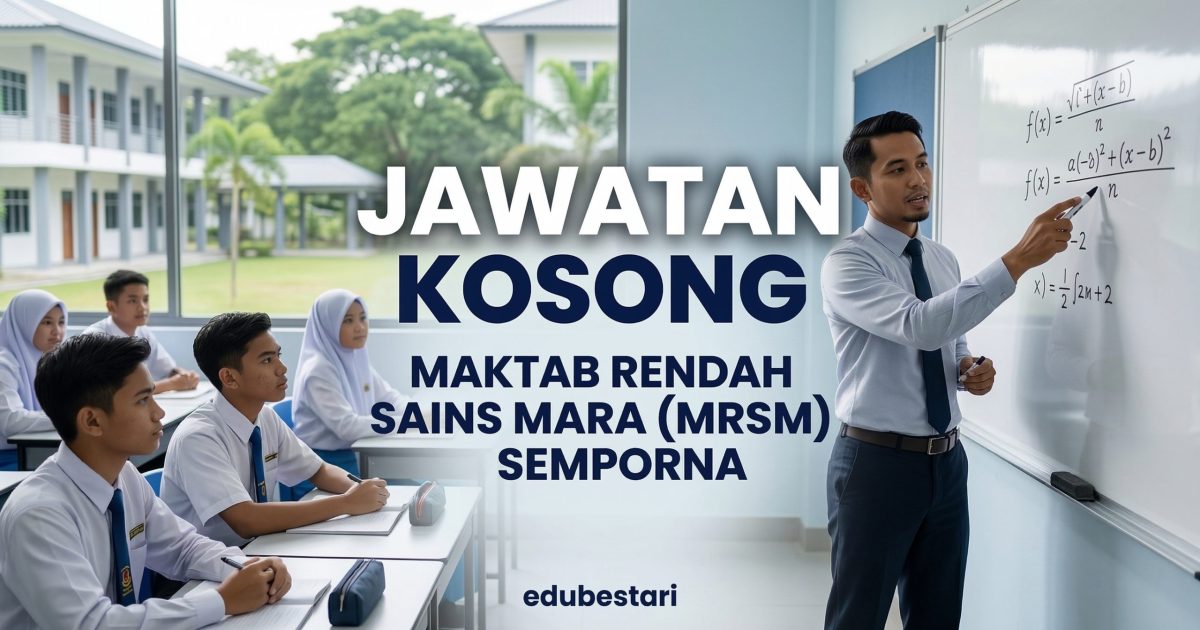 Jawatan Kosong MRSM Semporna 2026: Pengambilan Guru Matematik DG9 Dibuka