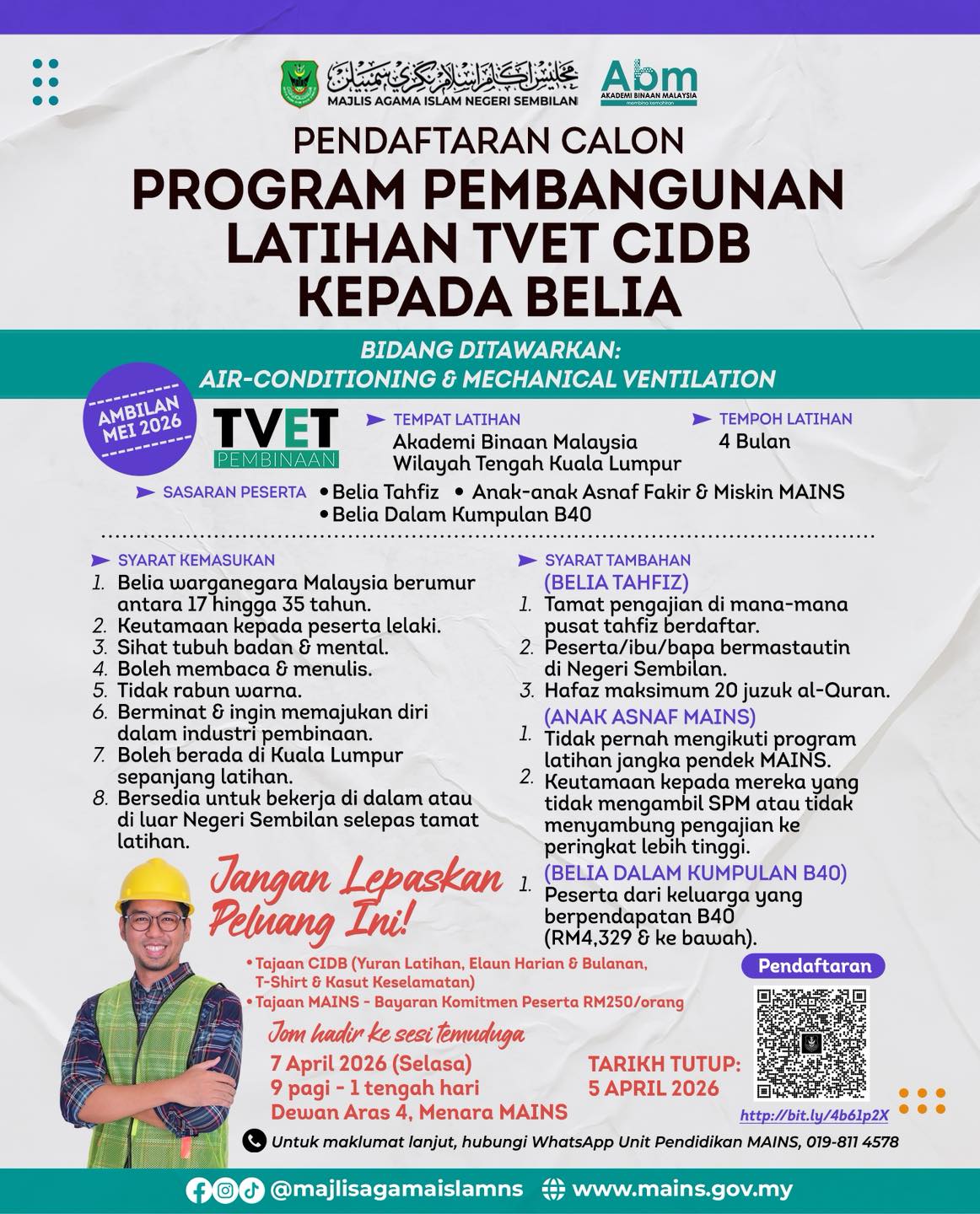 Program Latihan TVET CIDB Kepada Belia 2026: Peluang Untuk Belia Tahfiz ...