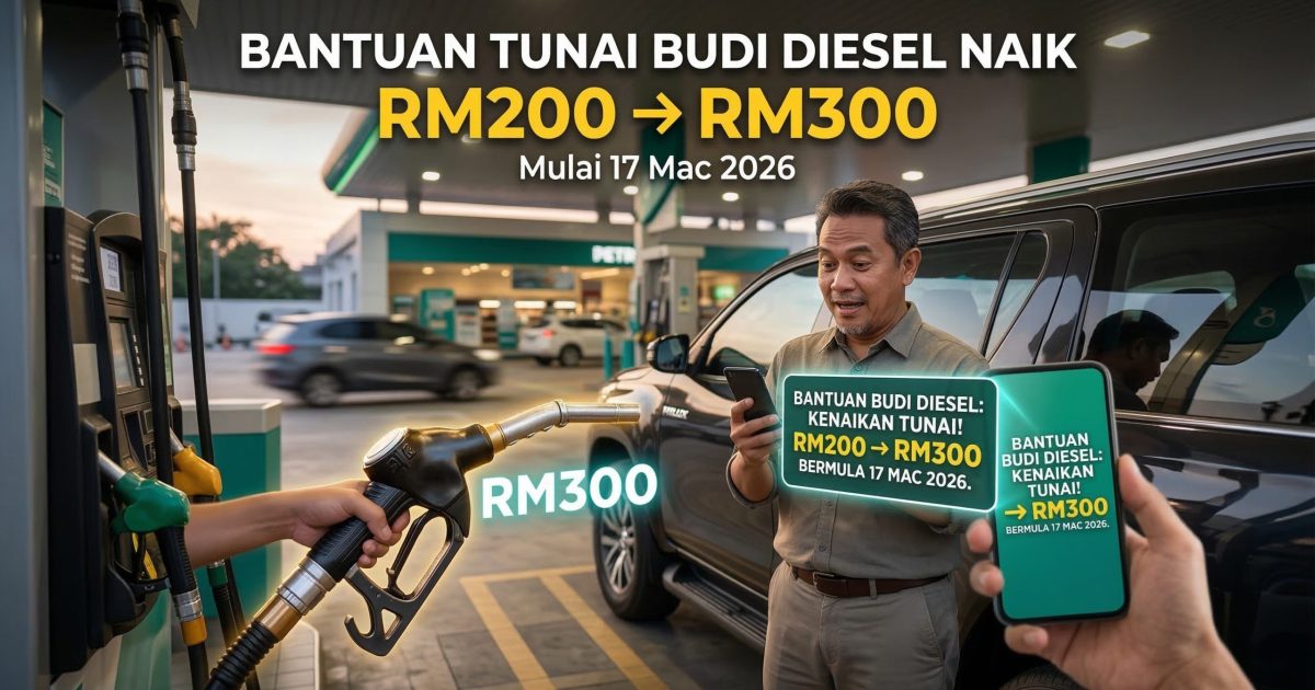Bantuan Tunai BUDI MADANI Diesel Dinaikkan Kepada RM300 Mulai 17 Mac 2026