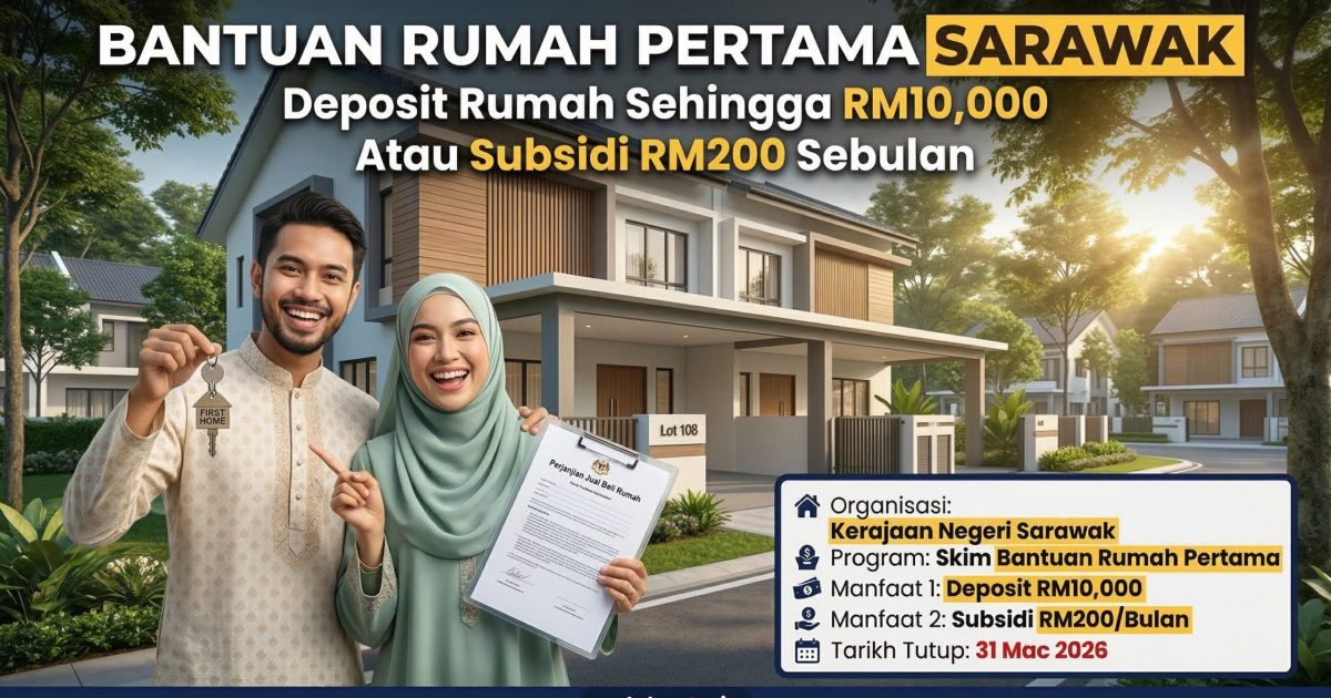 Skim HDRAS: Bantuan Rumah Pertama Sarawak Sehingga RM10,000 Untuk Pembeli Rumah B40 & M40