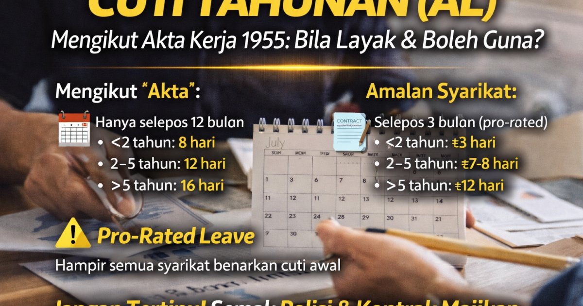Cuti Tahunan Mengikut Akta Kerja 1955: Bila Sebenarnya Boleh Ambil AL?