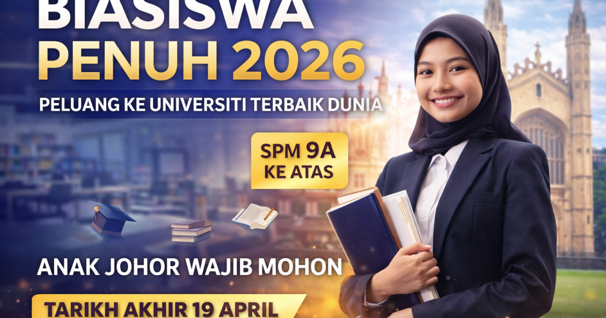 Biasiswa Orang Muda Johor (BOMJ) 2026 Dibuka: Tajaan Penuh Ke Universiti Terbaik Dunia