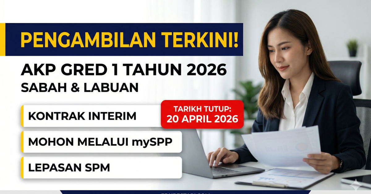 Pengambilan Anggota Kumpulan Pelaksana (AKP) Gred 1 2026 Dibuka: Sabah & Labuan – Mohon Sebelum 20 April